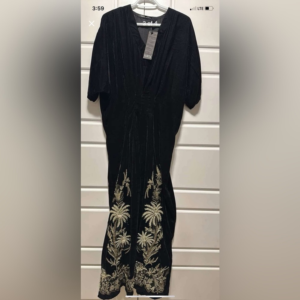 Elegant Black Dress with Gold Embroidery